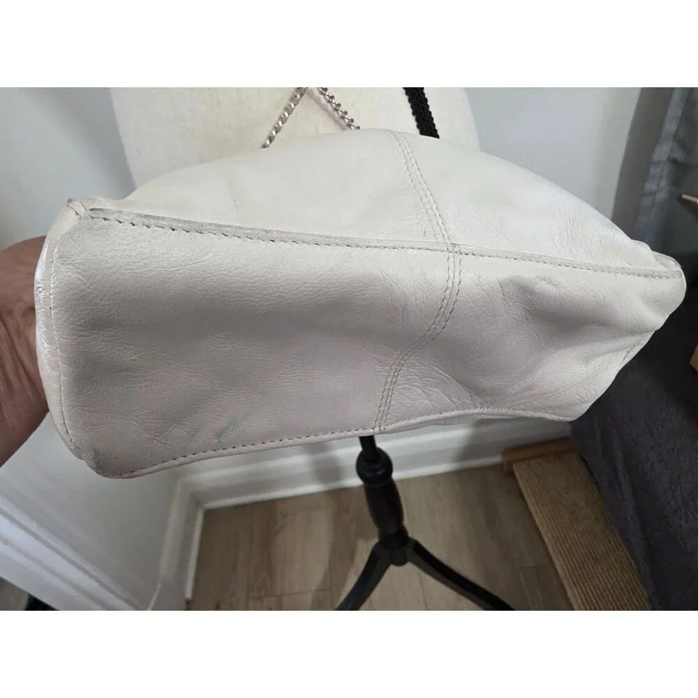 Vintage Wilson White Leather Pelle Studio Small Crossbody Shoulder Bag Chain GuC